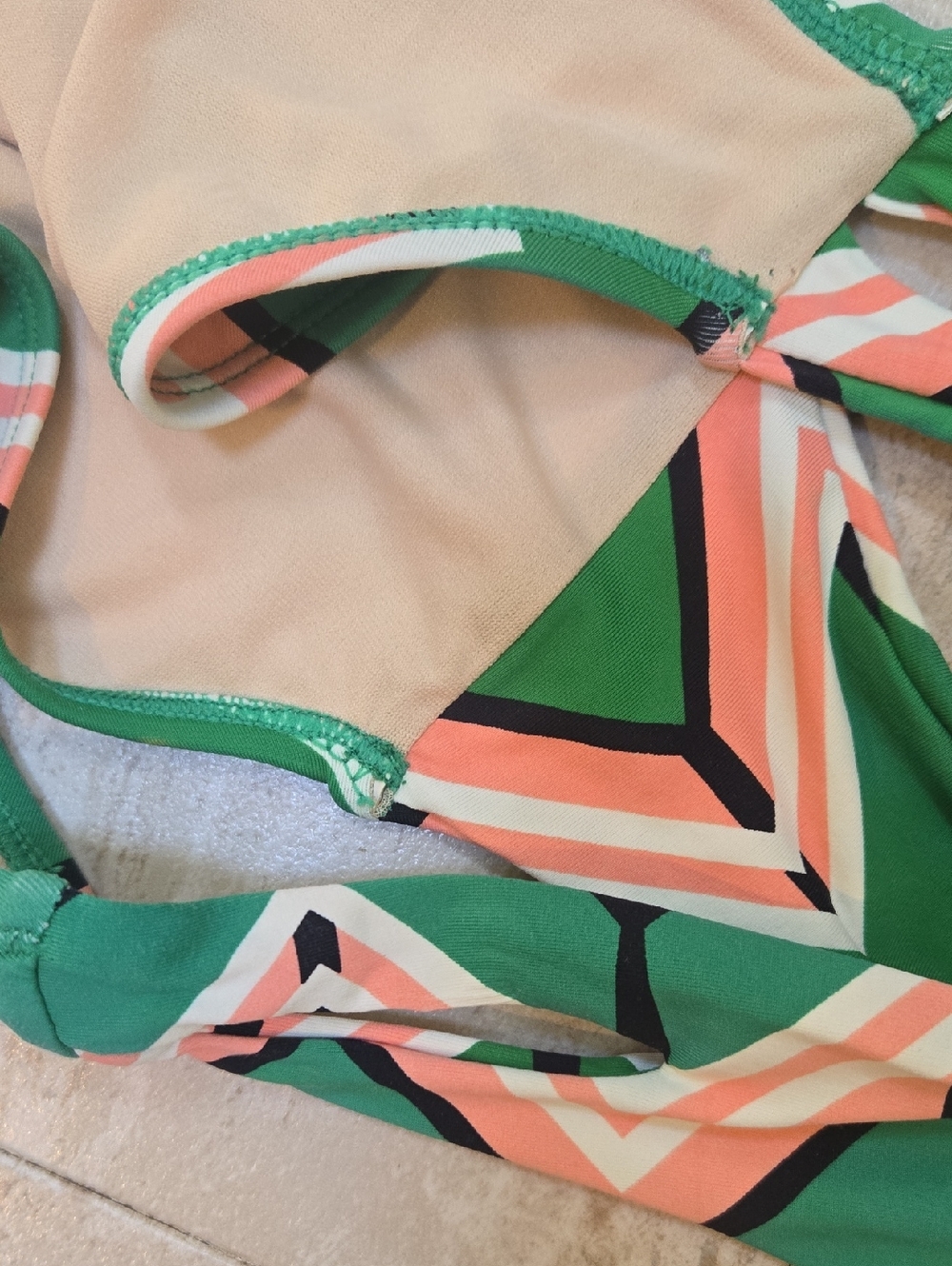 Anthropologie Green/Pink Design Print Cut-Out Side Cheeky Bikini Bottoms - Picture 8 of 8